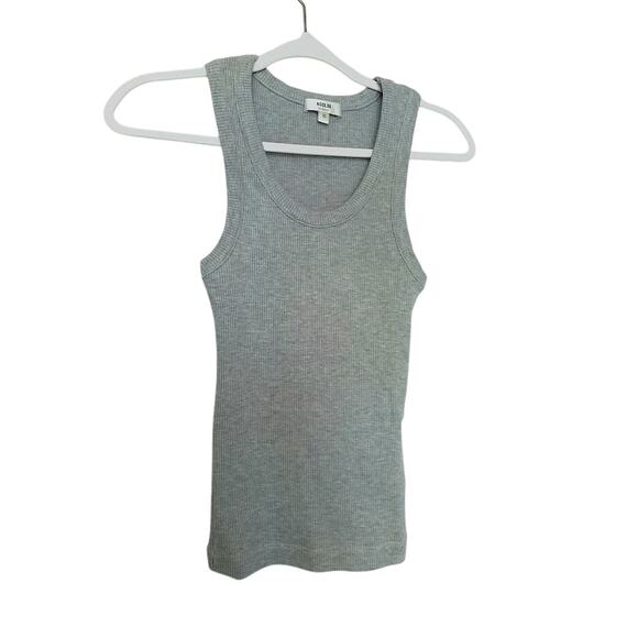 Agolde XS Poppy Tank Top Gray Ribbed Organic Cotton Blend Made in USA - Picture 1 of 5